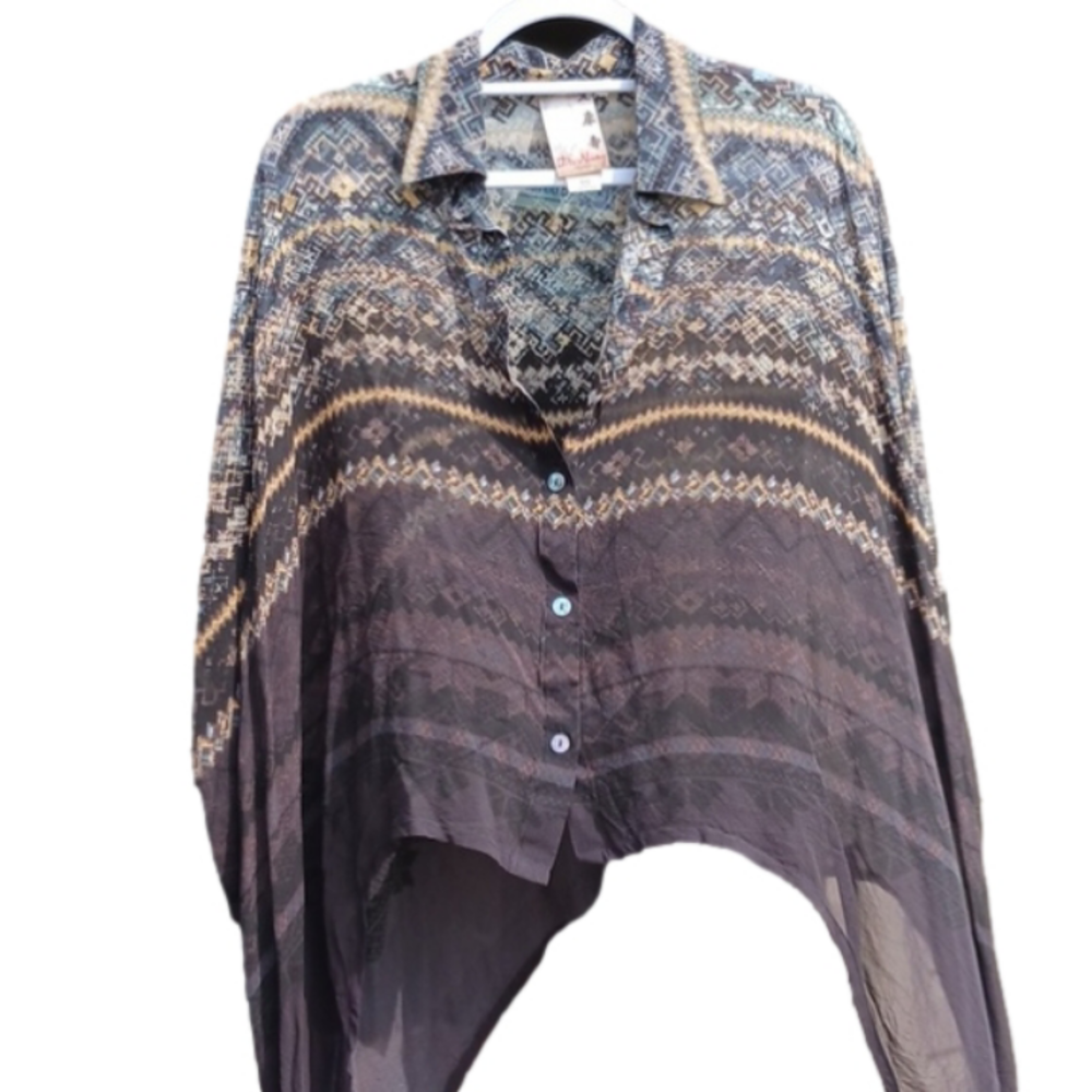 SMALL silk light weight sheer shirt box 28